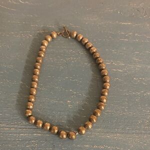 Vintage silver 27” 10mm pawn bead necklace